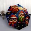 1pc Christmas Owls Automatic Open/close Umbrella, 8-Rib Sturdy Structure, Auto Folding/Opening, Portable Travel Umbrella for Women,171