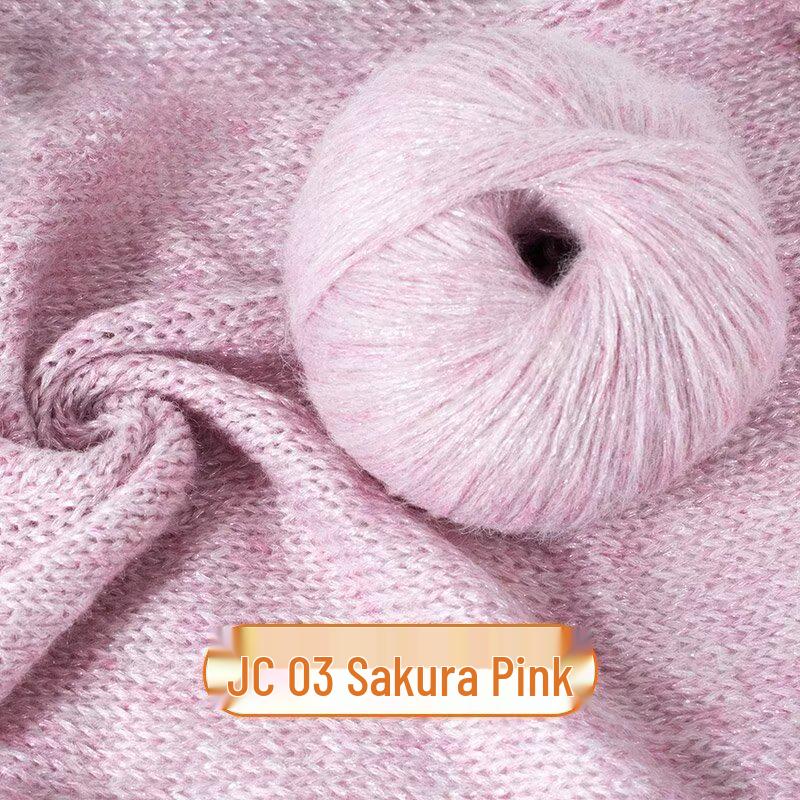Medium-Thick Sparkly Mohair & Wool Soft Hand-Knitting Yarn Skein