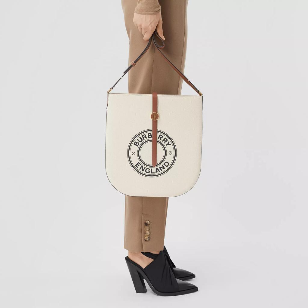 Burberry Logo Print Canvas Leather Trim Crossbody Bag With TB Hardware For Daily Use