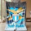 Custom Text Flannel Throw Blanket, Lightweight Cozy Bed Sofa BlanketLazio FC