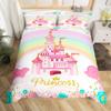 Rainbow Castle Duvet Cover King Queen Kids Girls Cartoon Girly Bedding Set Princess Castle Comforter Cover Bedroom Quilt Cover