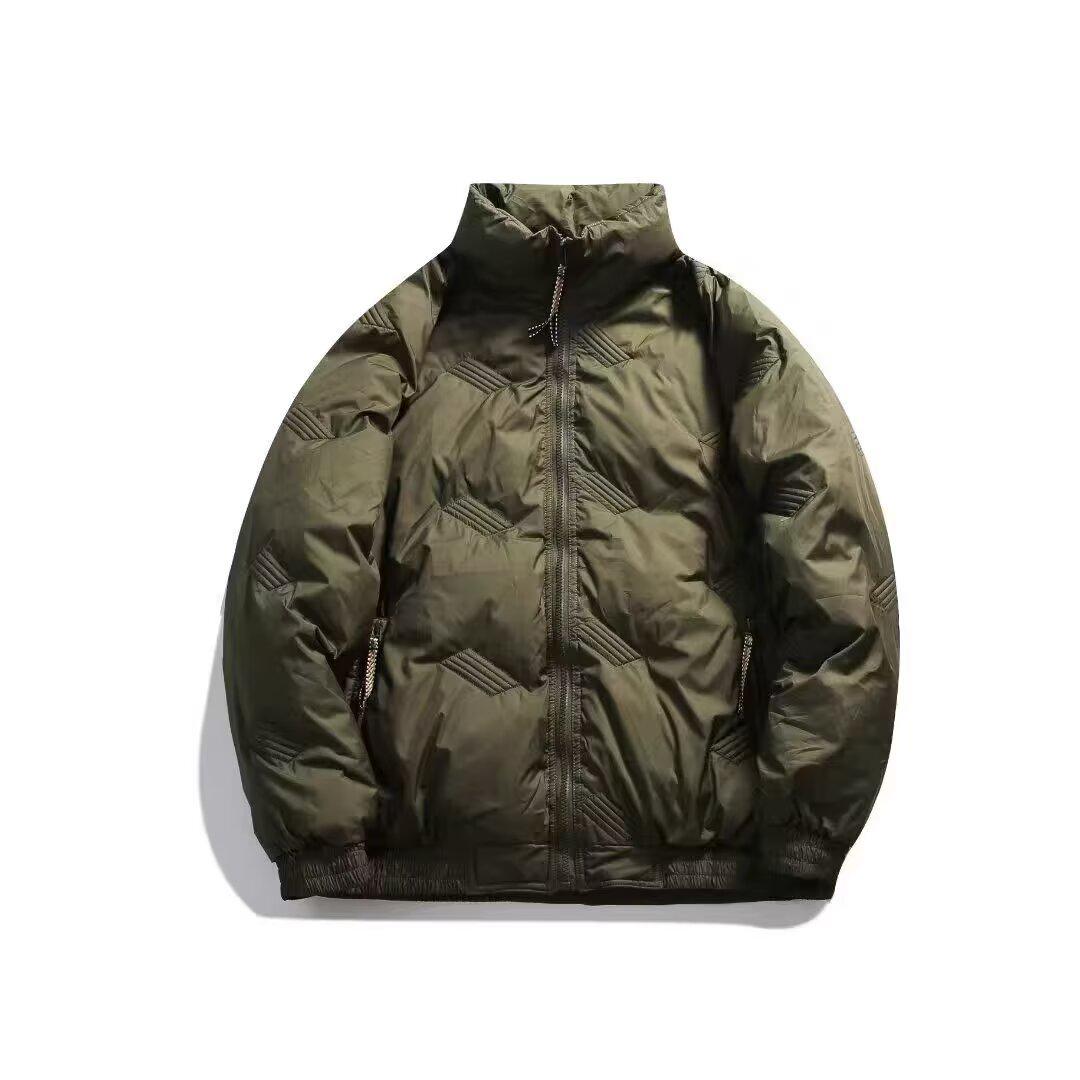 Men s Retro Trendy American Stand Collar Cotton Padded Jacket - Autumn/Winter Casual Loose Fit. 3XL
