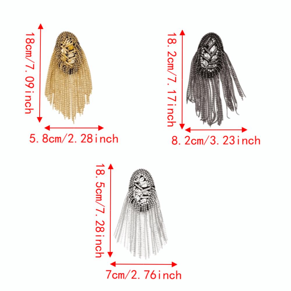 Vintage Shoulder Epaulettes Handmade Rhinestone Epaulet Fashion Tassel Shoulder Board Gifts