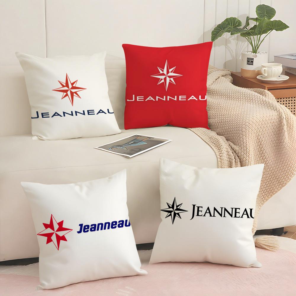 JJEANNEAUs Logo Cushion Cover Short Plush Doublesided Print Square Throw Pillow Covers Sofa Home Cushion Decor