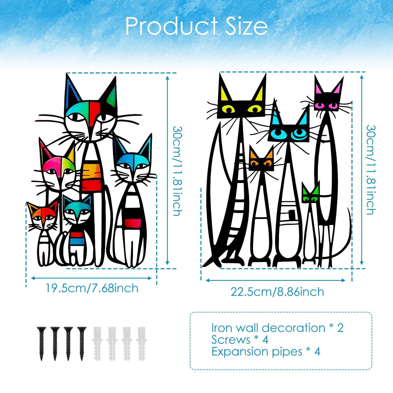 

2Pcs Cat Wall Art Decor Minimalist Design Iron Geometric Cat Wall Hanging Decoration for Living Room Bedroom Nursery Included