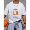 Weißes T-Shirt mit California La College League Los Angeles Print für Freizeitkleidung