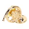 Gold Miniature French Horn Shaped Lapel Brooch Pin Brass Mini Musical Instrument Brooch with Storage Box