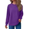 Women's Fashion Loose Round Neck T-Shirt Solid Color Casual Long Sleeve Top