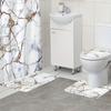 4-teiliges Badezimmer-Duschvorhang-Set Marmor Badezimmer-Vorhang mit 12 Haken Rutschfeste Teppiche Toilettendeckelmatte Badezimmer-Trennwand