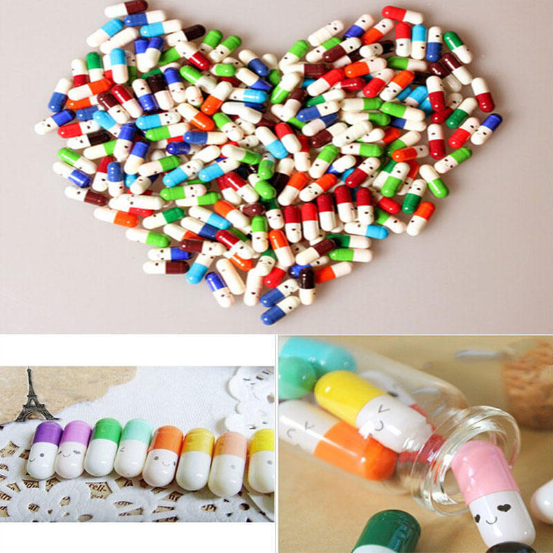50 Pcs Message In A Bottle Capsule Letter Cute Love Friendship Half Color Pills