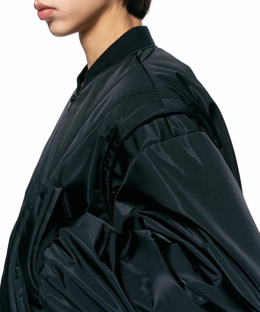 Insilence Glossy Metal Bomber Jacket Black