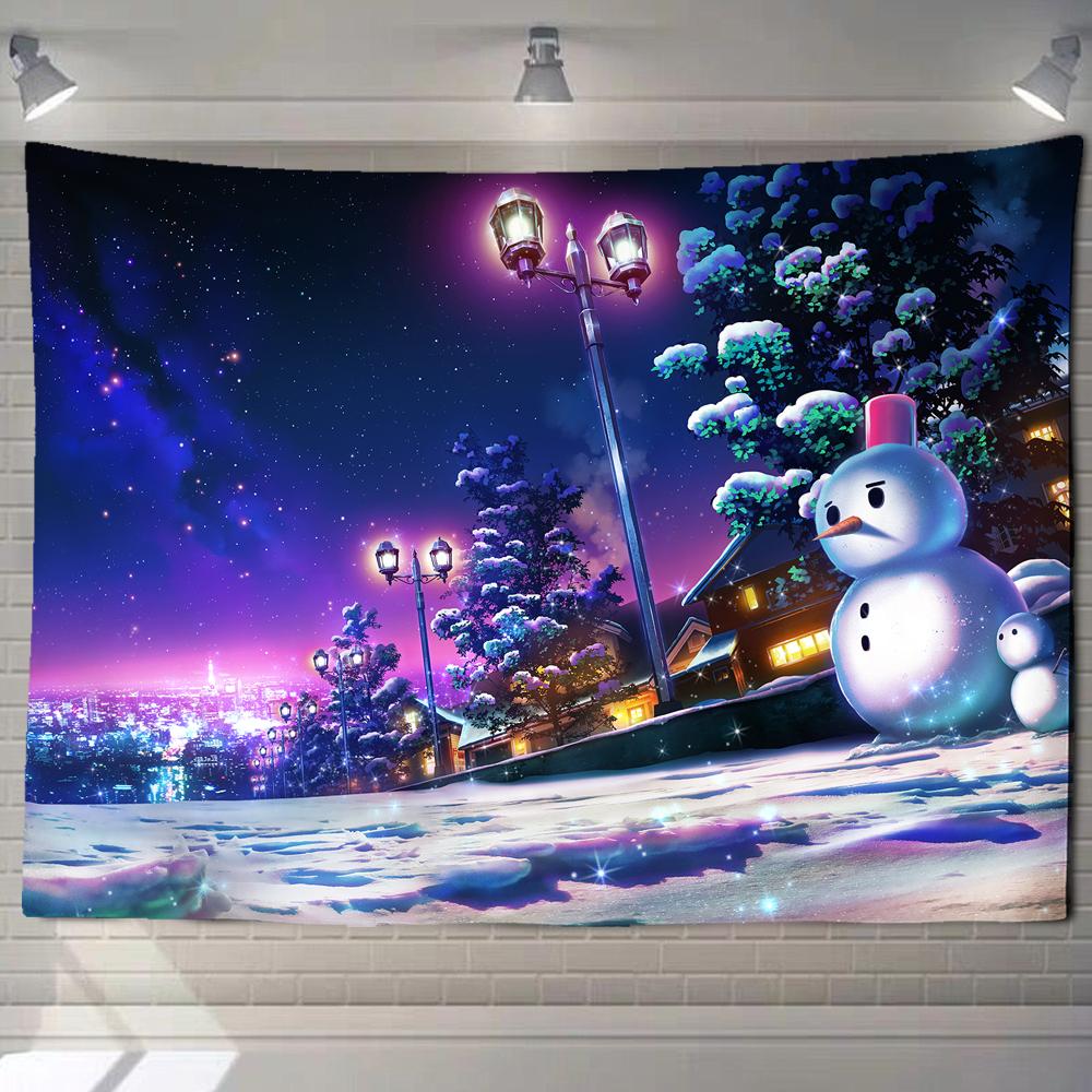 Snowman Pine Tapestry Hippie Bedroom Blanket Bedspread Dorm Decor Throw Cover Print Wall Hanging Indian Hand Wash Woven Muslim