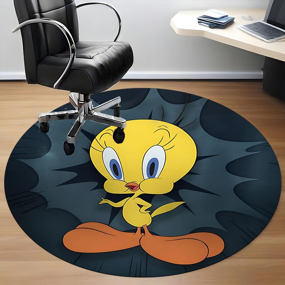 1PC Looney Tunes Tweety Office Round Area Rug, Indoor Mat Suitable For Office, Under Office Chairs Bedroom Living Room Home Decor DT1212056