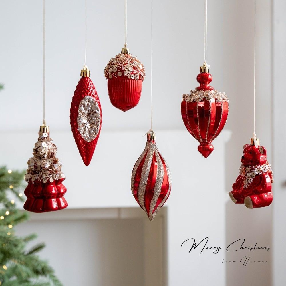 Red Christmas Tree Pendants Plastic Xmas Tree Pendant Home Decoration