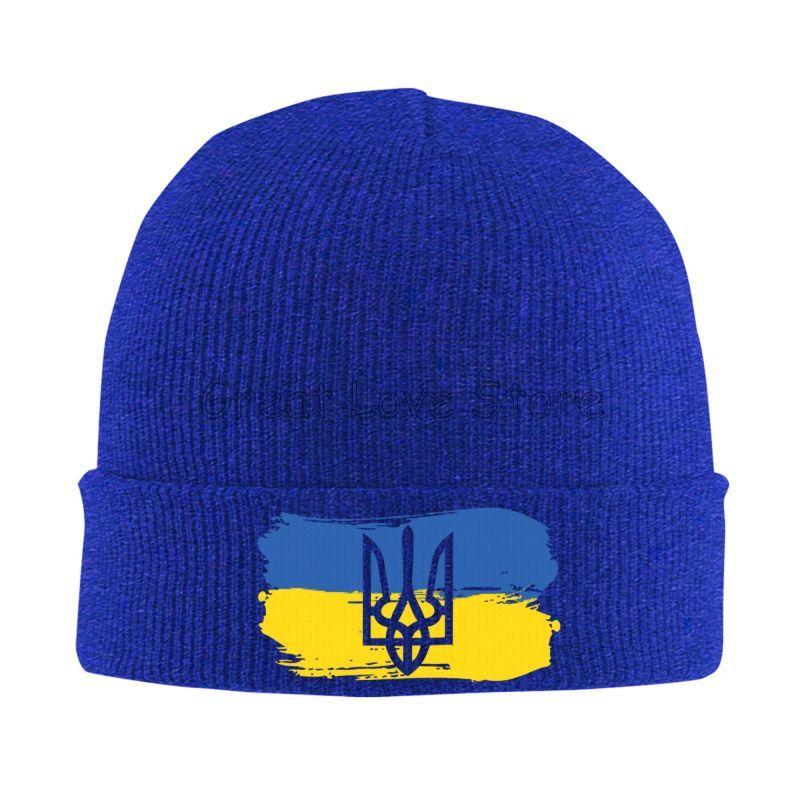 Ukraine Emblem Bonnet Hats Unisex Elastic Knit Hat Winter Warm Skullies Beanies Head Wrap Caps for Travel Outdoor Hiking Camping