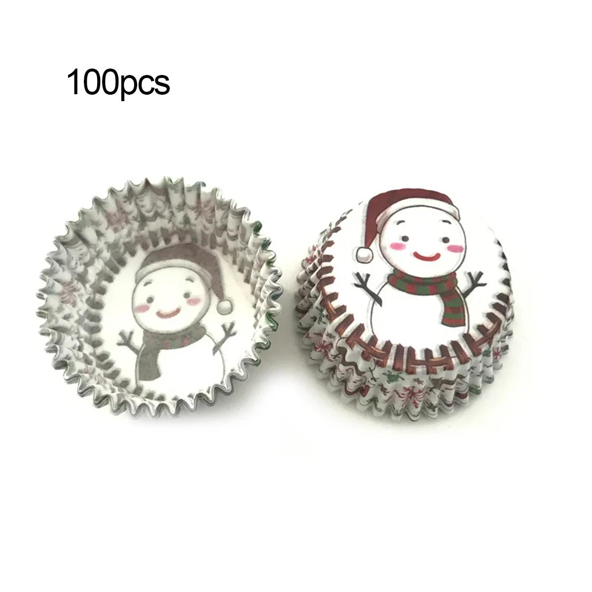 100pcs Christmas Cupcake Paper Cups Muffin Cupcake Liners Merry Cake Mold Baking Home Decorations