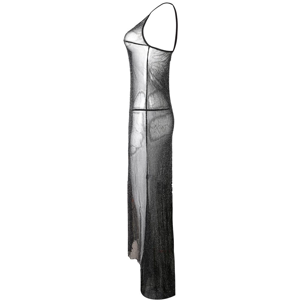 M-3XL Plus Size Women's Silver Mesh Sex Underwear Women's Sexy Perspective Dress, Sex Pajamas