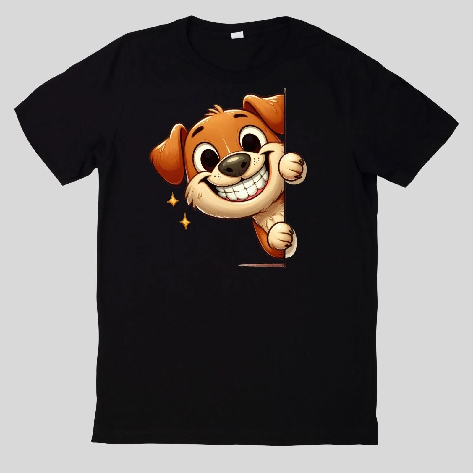 T-Shirt Lustige Tiere, die um die Ecke spähen Lustig Cartoon XS