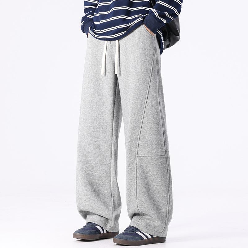 American Trendy Brand Versatile Elastic Waist Splicing Scimitar Casual Pants Men's Spring New Loose Casual Knitted Sweatpants