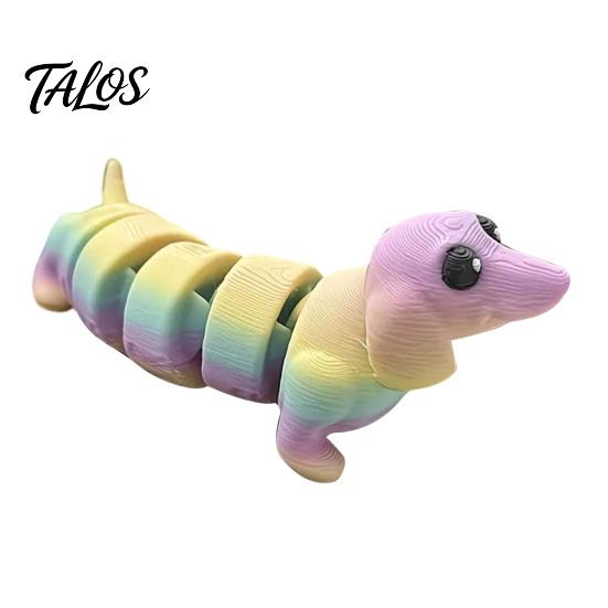 Miniature Dachshund Statue 3D Printed Figurine, Articulated Dog Fidget Toy, Puppy Collectible PLA Figurine Figure with Movable Joints, Desktop