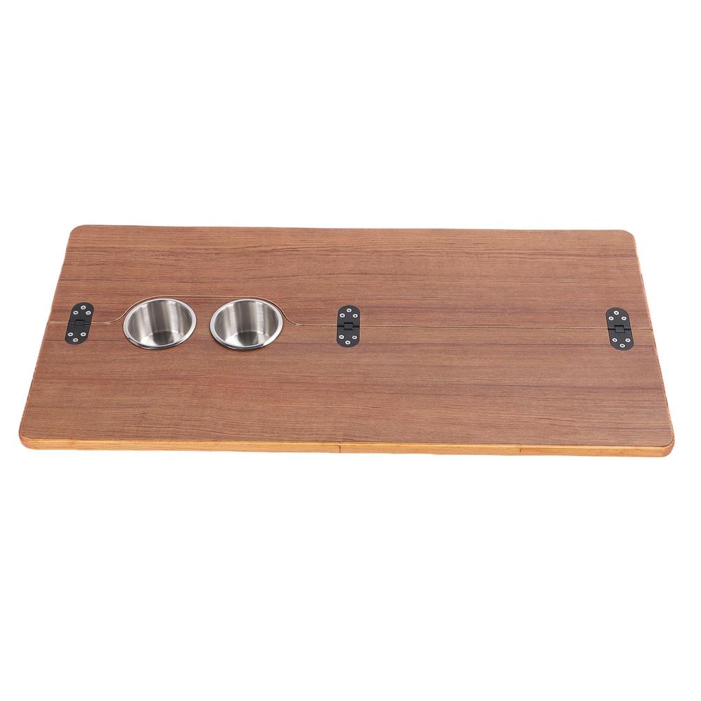 RV Table Top Replacement with 2 Cup Holders Folding In Half 31.49x15.74in Solid Wood Boat Table Top Panel for Trailer