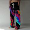 Men's 3D Flame Printed Baggy Casual Trousers,  Elastic Drawstring Waist with Pockets, for Spring Summer Home Outdoor Vacation