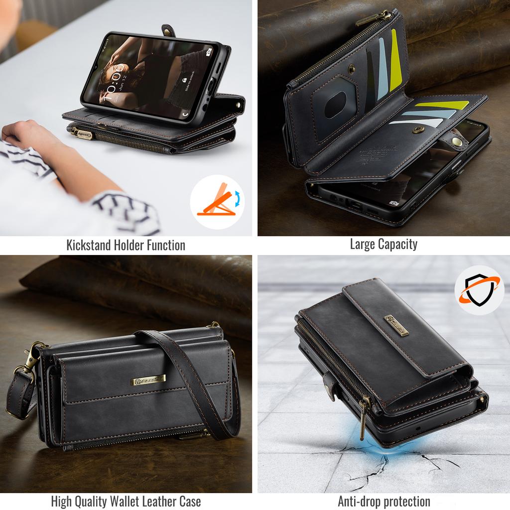 For Samsung Galaxy A13 5G/Galaxy A13 4G Case CASEME C39 RFID Blocking Zipper Wallet Stand Leather Cover with Strap