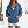 Damen Halbknopf Kapuzenpullover Kordelzug Langarm Kängurutasche Locker Lässig Pullover Einfarbige Tägliche Streetwear Sweatshirt