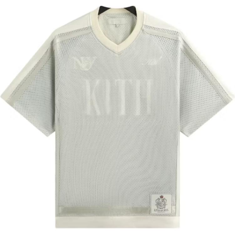 

Kith Ss25 Logo Crew Neck Short Sleeve Soccer Shirt Men tops Gray White KHM032703 S