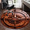 Holz-Windrose runder Teppich Kristall-Samt nautischer Vintage-Stil Teppich Schlafzimmer Wohnzimmer Dekor Bodenbelag