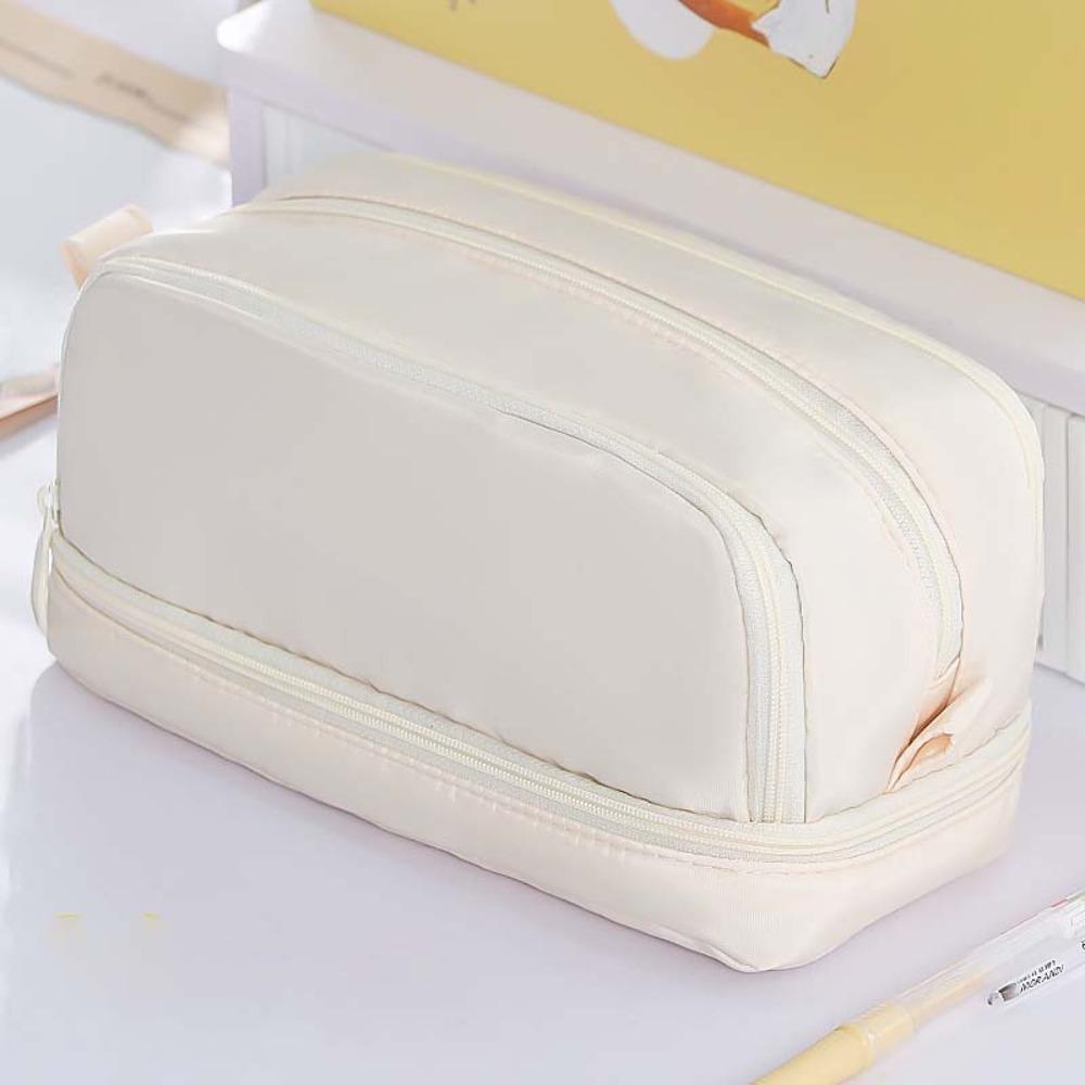 Large-Capacity Dual-side Open Pen Bag Minimalist Portable Handle Storage Pouch  Student