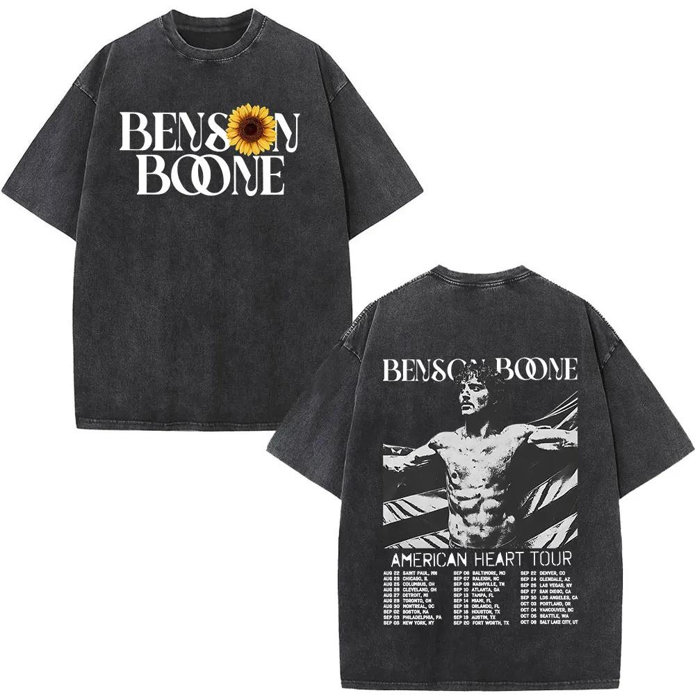 Benson Boone Vintage Washed T Shirts Men Women Clothing Fashion Cotton Short Sleeve T-shirts Streetwear S