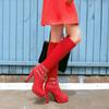 Size 34-43 Newest 2025 Knee High Boots Women Faux Suede Fashion Calf Boots Platform Square Heel Ladies Women'S Winter Boots