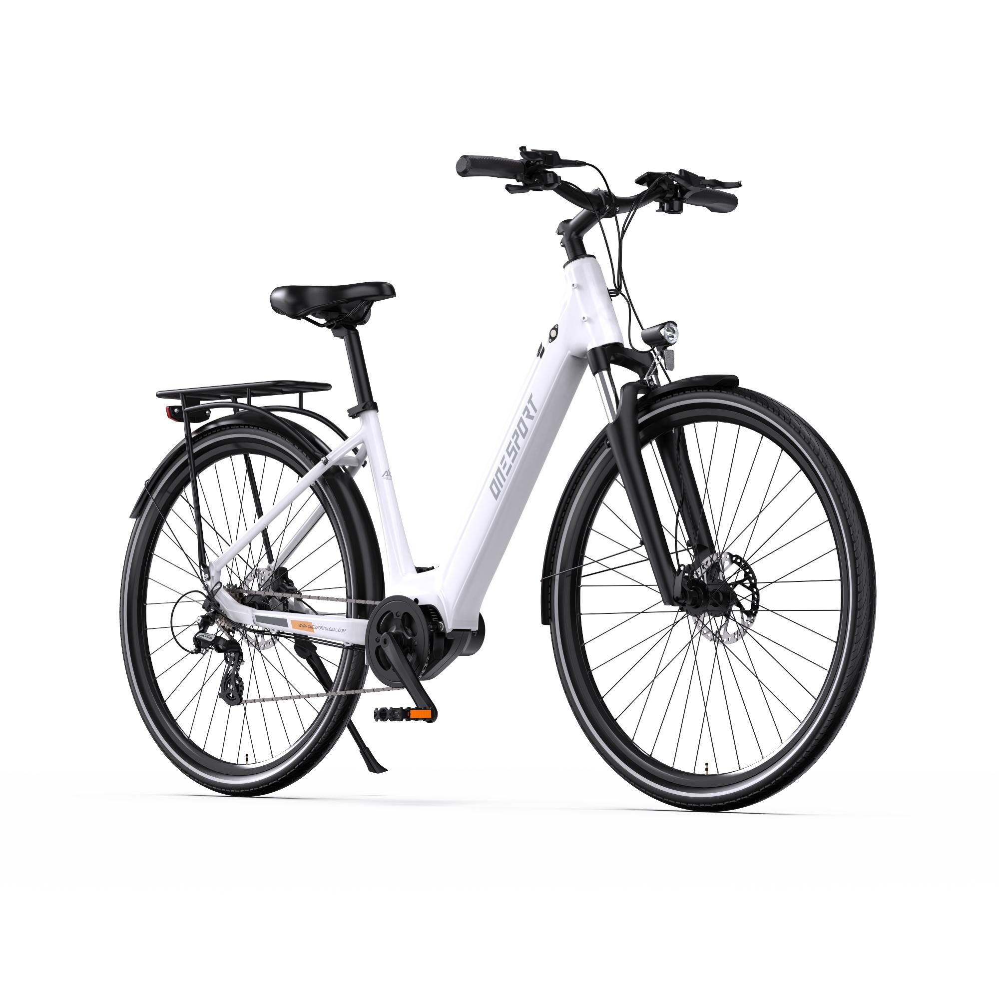 Bicicleta Eléctrica Urbana ONESPORT OT07 Motor BAFANG de Transmisión Central 250W Batería 36V14AH Neumáticos 700*45C Sensor de Par Autonomía Máxima 90-100km blanco