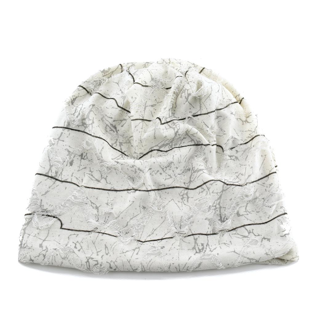 Women's Spring Autumn Thin All-match Face-showing Small Baotou Cold Vintage Loose Trendy Cool Ripped Common Jacquard Beanie
