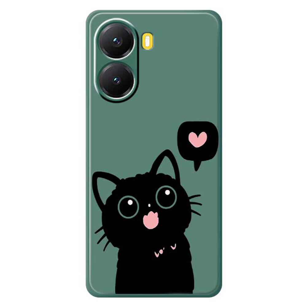 For Xiaomi Redmi Turbo 4 5G/Poco X7 Pro 5G Case Love Black Cat Pattern Printing Straight Edge TPU Phone Back Cover
