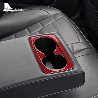 Real Soft Carbon Fiber Sticker For Kia Stinger LHD RHD Car Rear Seat Water Cup Interior Accessories