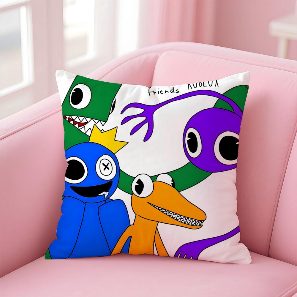 anime Rainbow Friends Cushion Cover Comfortable Reversible Pillow Cover Ideal for Car Sofa Bedroom & Beyond