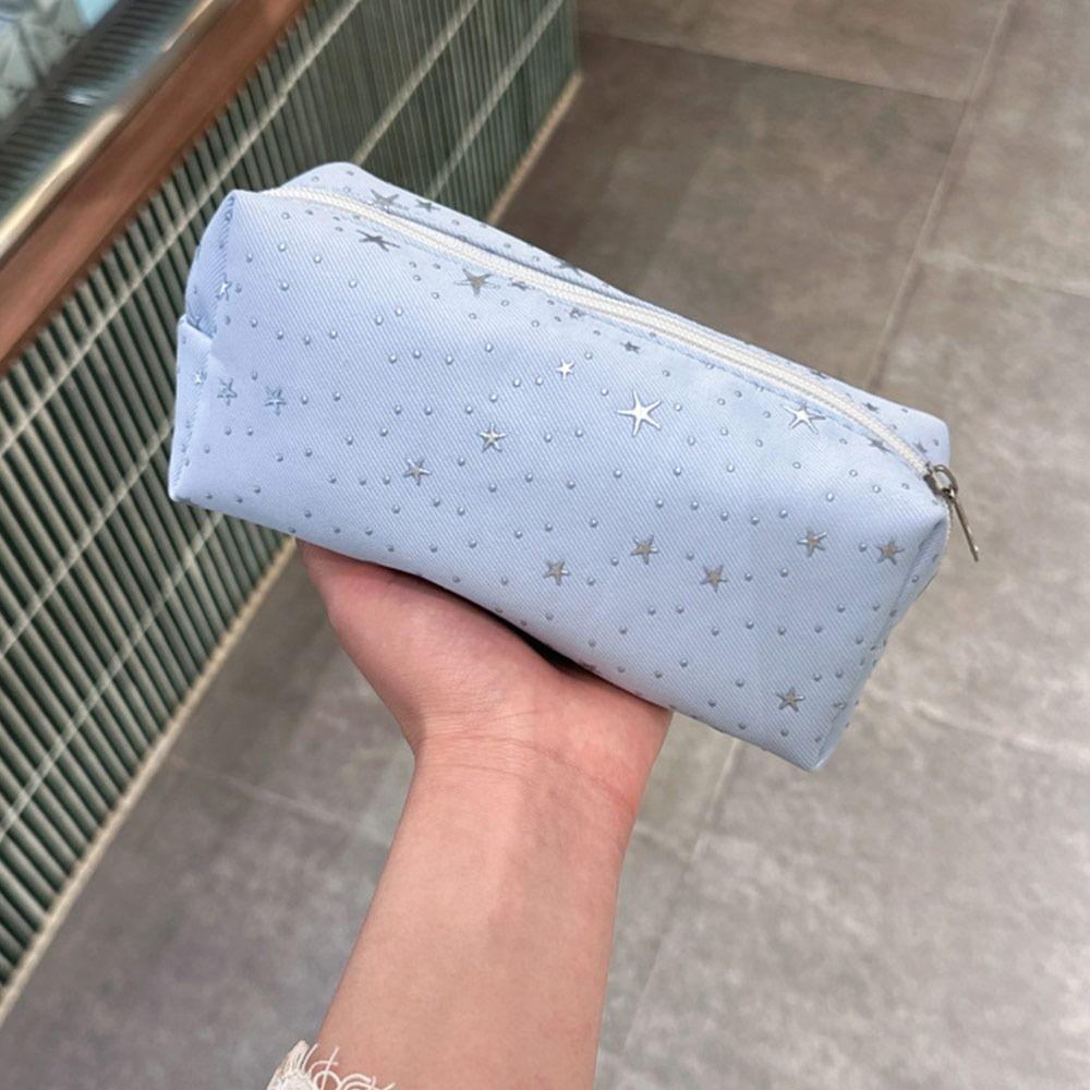 Multi-functional Star Polka Dot Storage Bag Large Capacity Zipper Design Pencil Case Stationery Bag Students