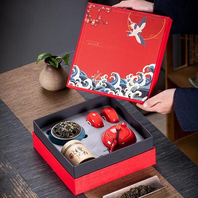 Red Chinese Style Ceramic Tea Set