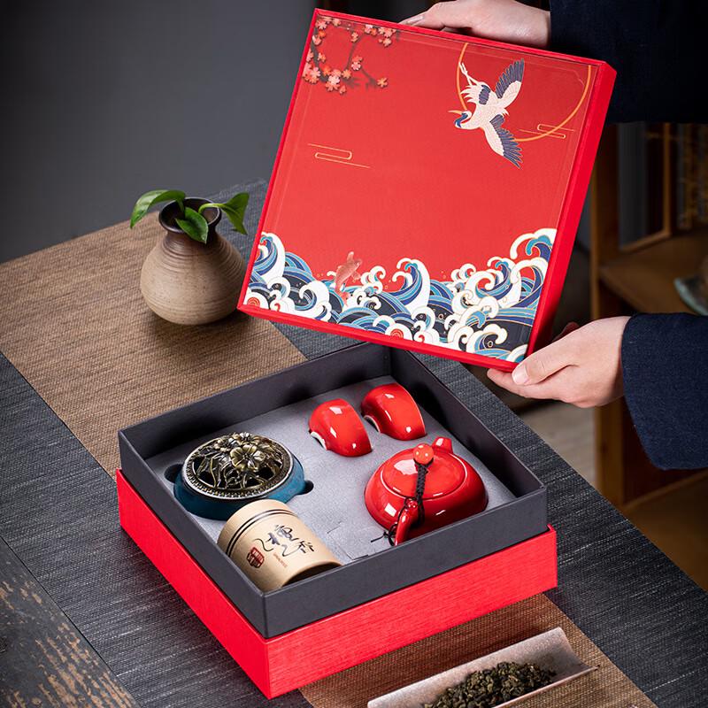 

Красный керамический чайный сервиз в китайском стиле