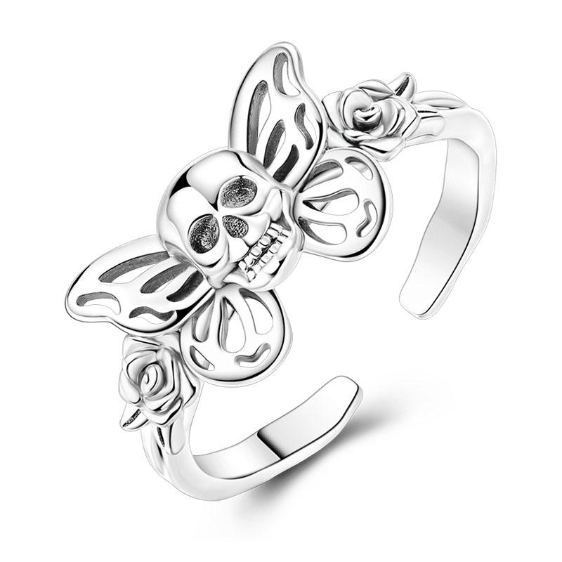 Real 925 Silver Feather Butterfly Flower Sun Moon Animal Design Open Rings Fit For Wedding Party Fine Jewelry