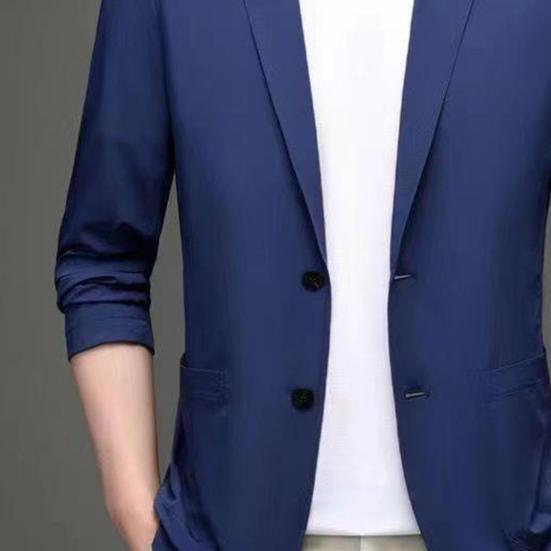 Herredressfrakk Revers Langermet Knapper Placket Dressjakke med Lommer Ensfarget Solbeskyttelse Tynn Business Overbekledning