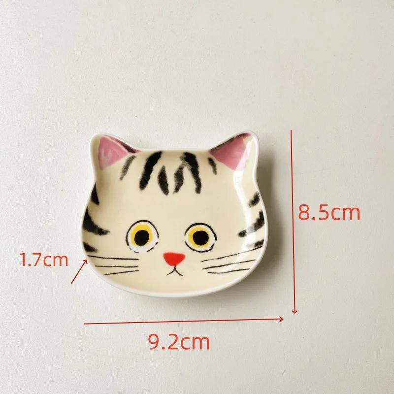Japan Ceramic cartoon cat sauce dish Creative cute cat face shape condiment dish small plates Home kitchen supplies tableware
