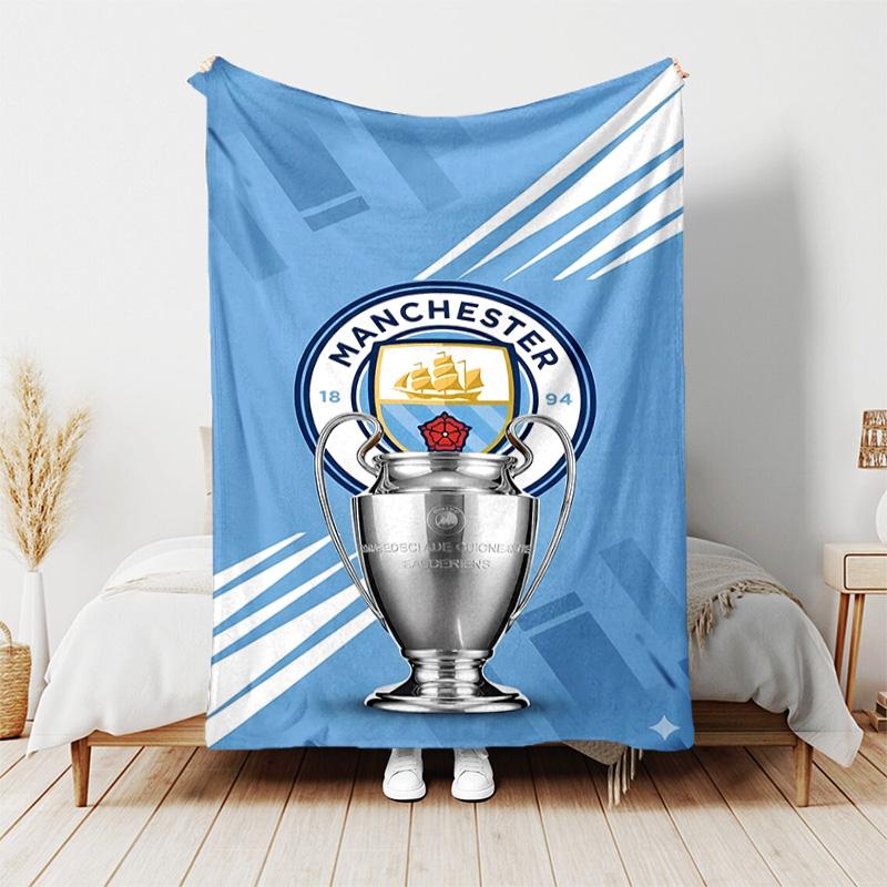 1pc Blanket - Manchester City Football Club Print Design, Lightweight Blanket for Sofa, Bed- Soft &Warm, Gift for All Seasons
