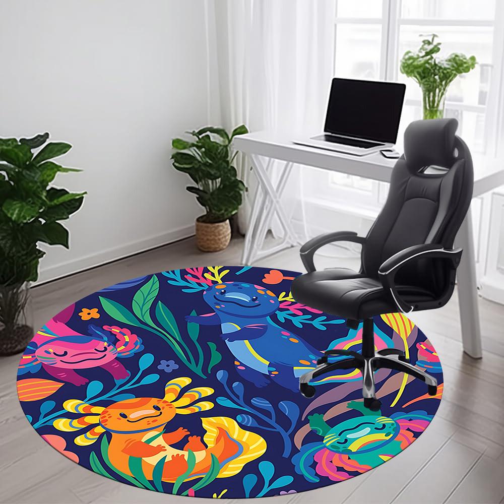 1pc Colorful Mogami Office Round Area Rug, Under Office Chairs Bedroom Living Room Home Decor, Room Deco