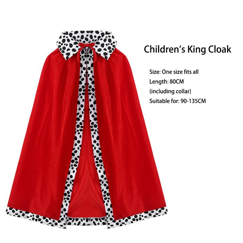 King Costume for Girls Aldult Red Cloak Robe Crown Boys Royal Prince Cape Halloween Cosplay Dress Up
