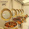 1PC Round Hot Pot Buffet Set Golden Stainless Steel Buffet Server, with Glass Window Hydraulic Lid and Stand for Wedding Party