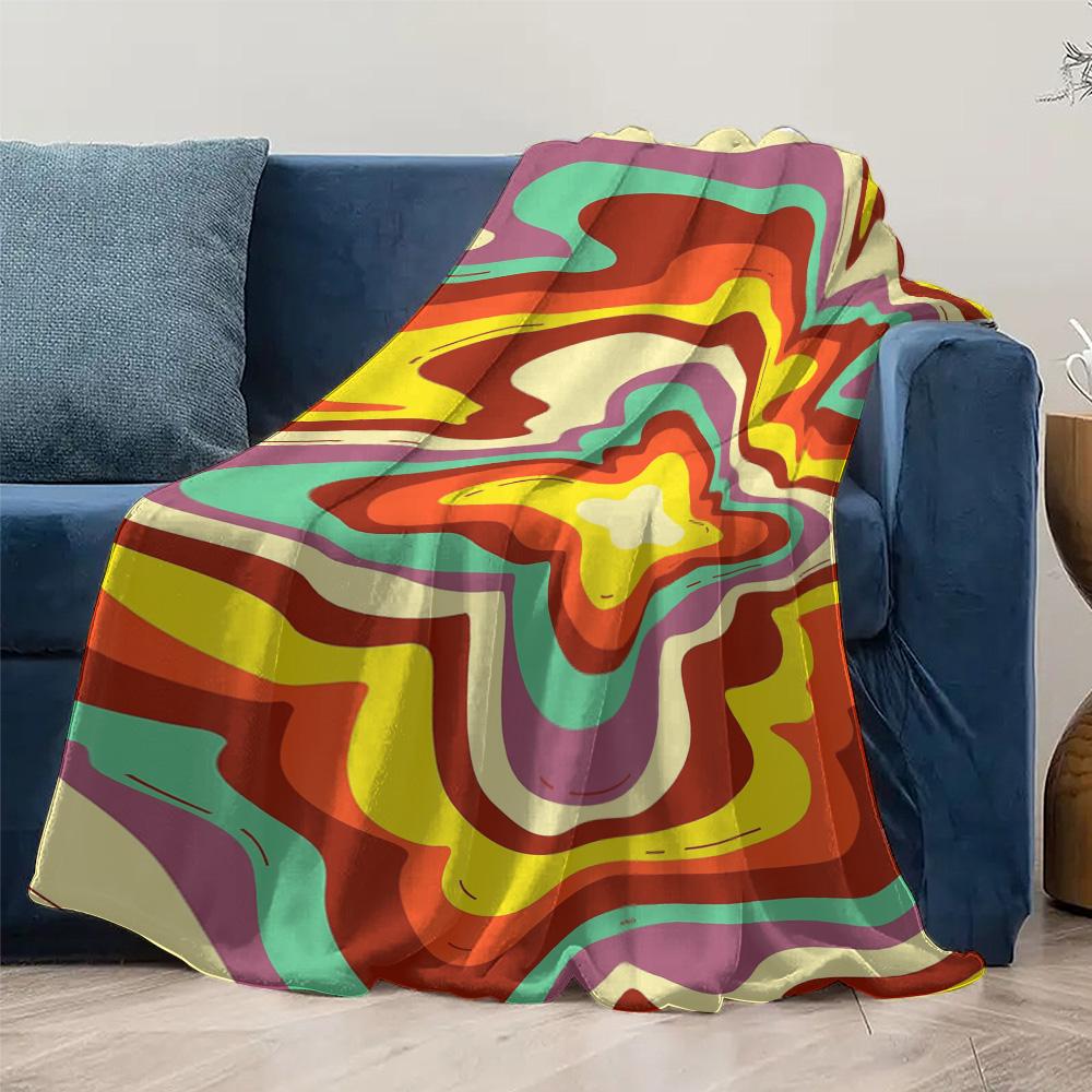 Psychedelic Swirl Abstract Pattern Blanket Colorful Vibe Rug Throw Sofa Bed Decor Gift
