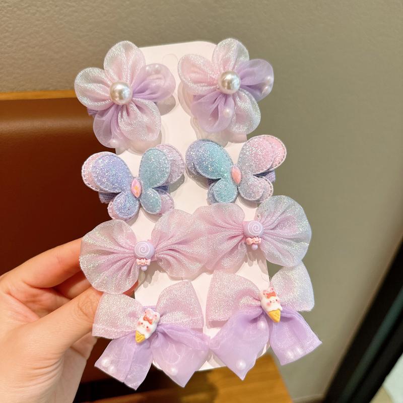 8Pcs New Bow Hair Clip Children's Princess Mesh Super Fairy Hair Card Girl Headdress Little Girl Butterfly Hair Accessories